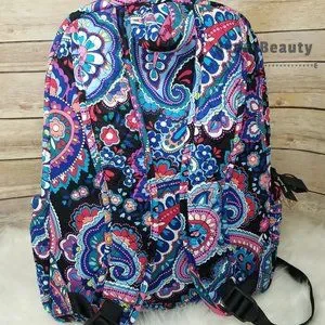 Vera Bradley Essential  Backpack Haymarket Paisley Blue Black Quilted Cotton New Vera Bradley Small Backpack-Dreamer Paisley : Vermont Gear  main image 3